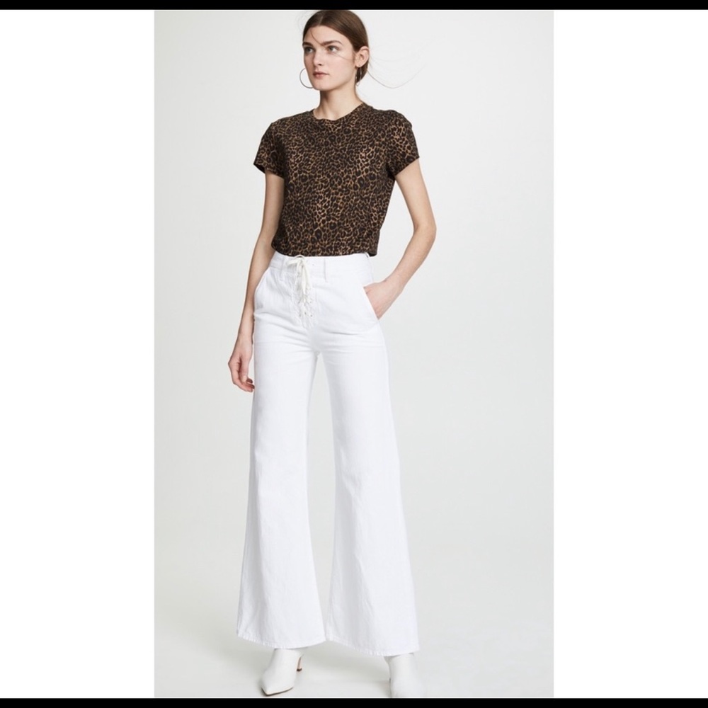 NWT Mother white lace up wide leg denim. Size 28